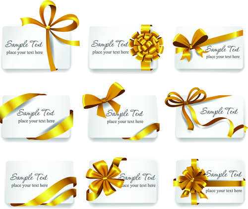 Exquisite ribbon bow gift cards vector set 04 ribbon gift cards gift card exquisite cards card   