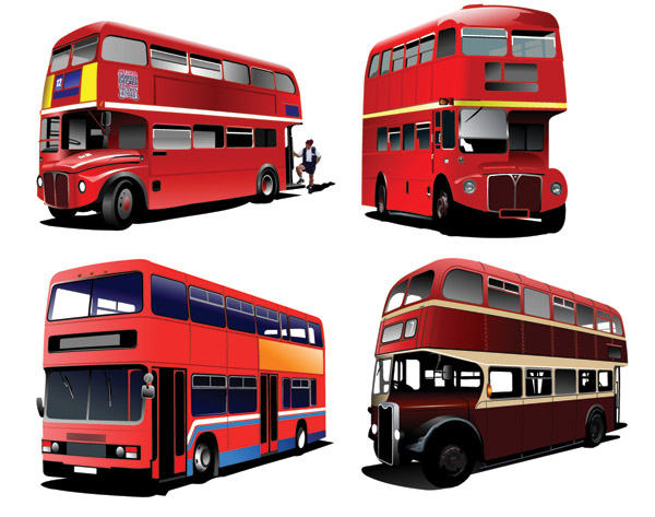 Realistic buses urban vector set 02 urban realistic buses   