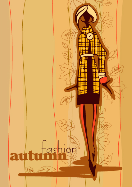 Hand drawn autumn Fashion girl design vector 04 hand-draw hand drawn girl fashion autumn   