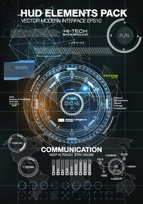 Vector modern Infographics HUD elements vector 02 modern infographics hud elements   