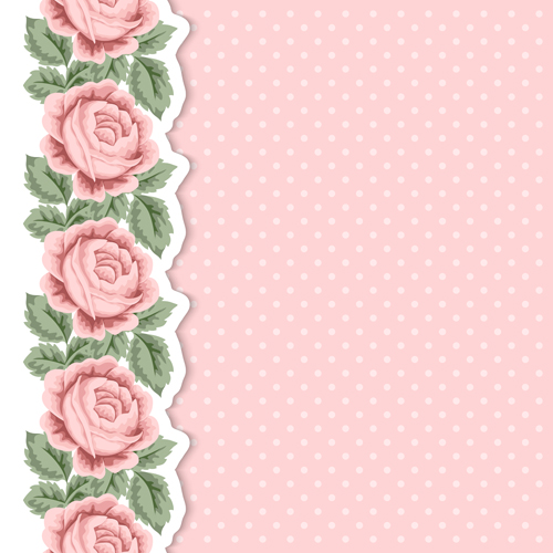 Pink flower with vintage cards vectors 01 vintage pink flower cards   