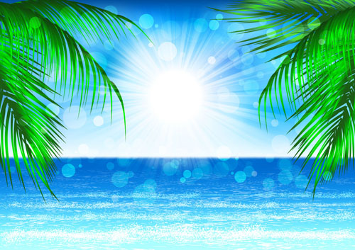 Blue sea and sun background vector graphics sun sea blue   