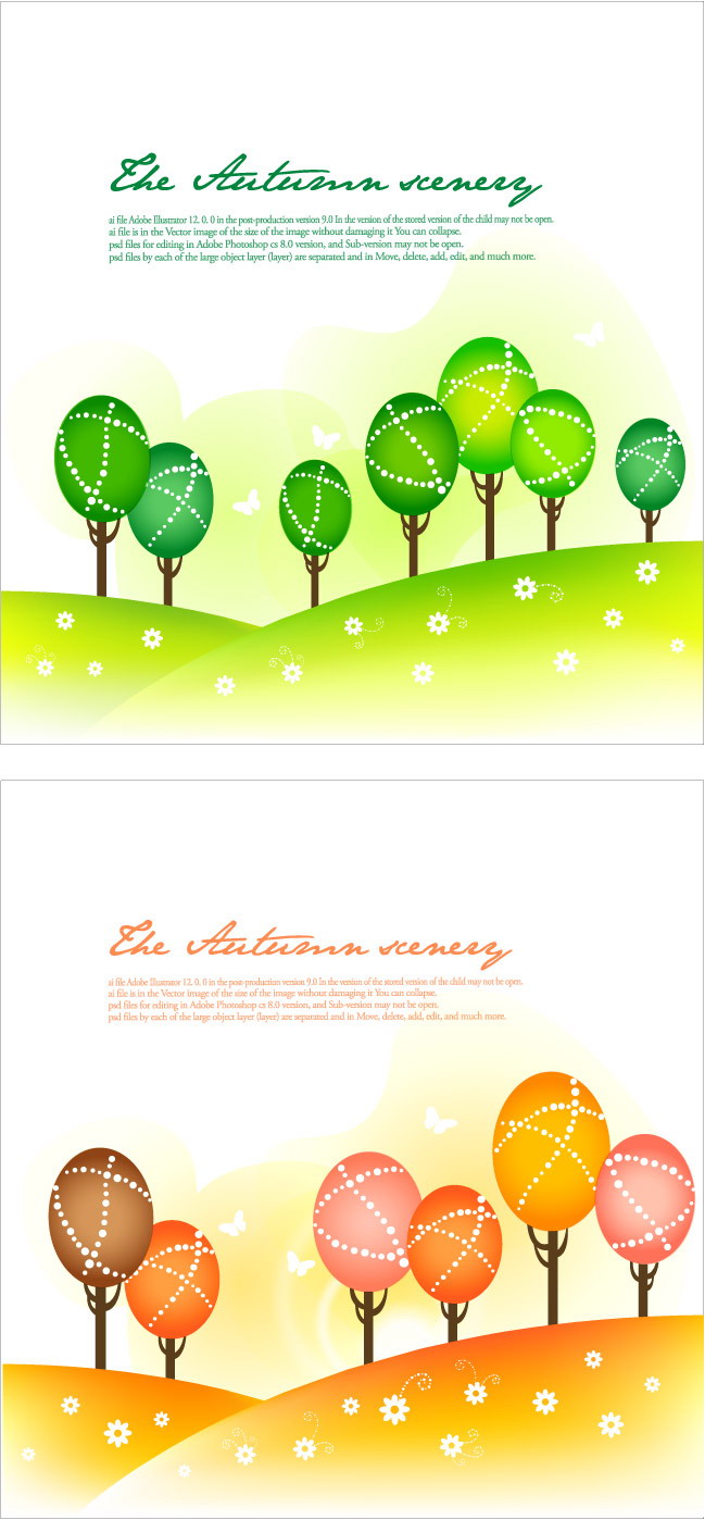 Cartoon tree with natural vector background Vector Background tree natural cartoon   