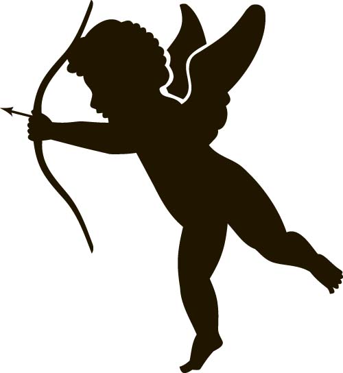 Cute cupid silhouetter vectors silhouetter cute cupid   