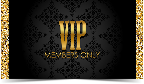 Golden with black VIP members cards vector 05 vip members golden cards black   