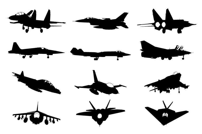 Military plane silhouette vector pack silhouette plane military   
