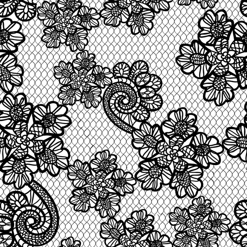 Retro lace ornament pattern seamless vector 01 seamless Retro font pattern ornament   