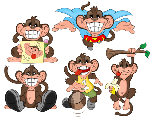 Funny cartoon monkey vector icons vector and photoshop brushes Vector Icon photoshop funny cartoon monkey cartoon brushes   