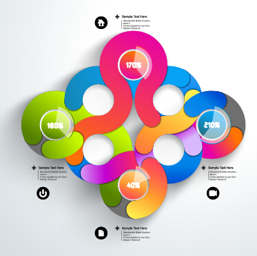 Round colored infographics and diagram vector template 02 template round infographics diagram colored   