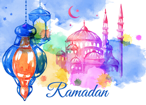 Watercolor drawing ramadan Kareem vector background 15 watercolor ramadan kareem drawing background   