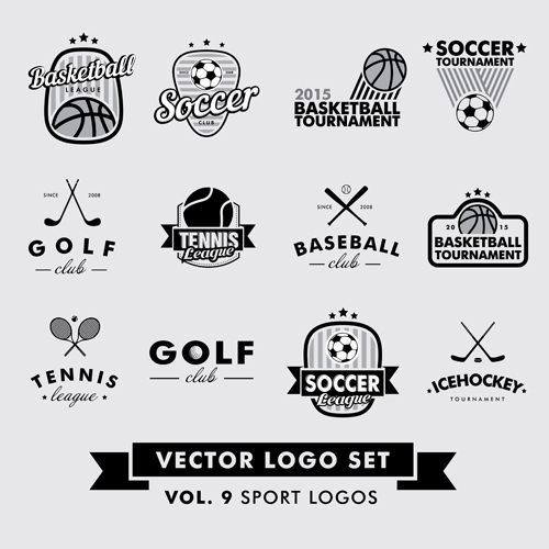 Vector sport logos design set 04 Sport logo design   