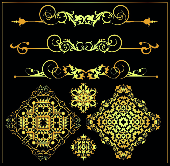Gold calligraphic decor vector 06 gold calligraphic   