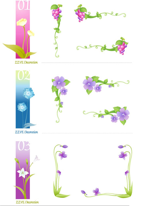 Fresh Border angle vector flowers   