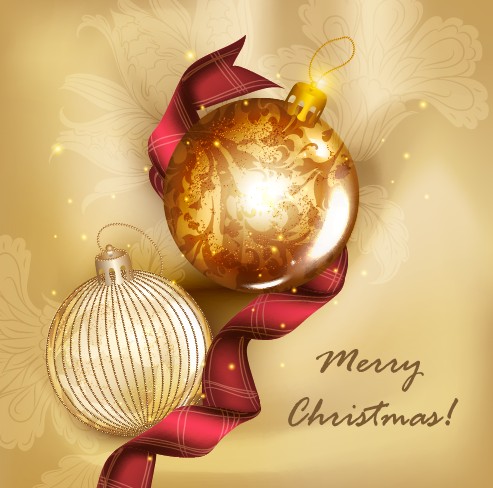 Golden Christmas balls 2014 background vector 01 christmas background vector background 2014   