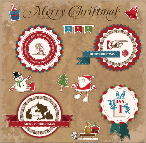 Stylish Christmas Labels art vector stylish labels christmas art   