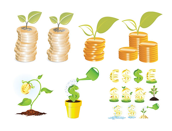 All kinds of money watering soil planting money mark growth gold   