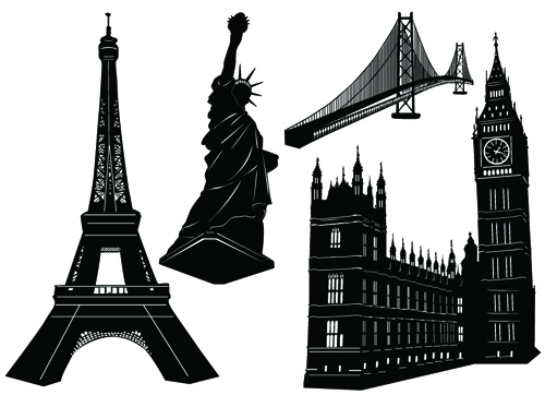 World famous buildings vector silhouettes world famous buildings world silhouettes silhouette famous buildings   