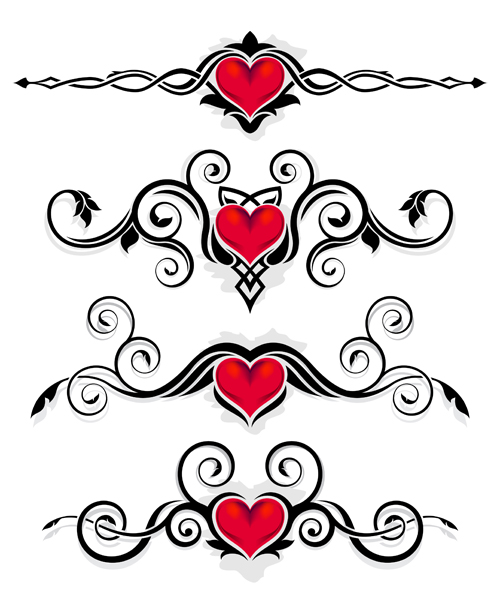 Red heart with floral ornaments vector 01 ornaments heart floral   