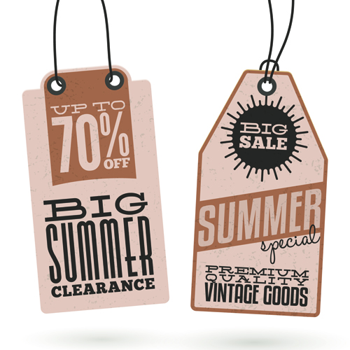 Vintage cardboard summer discount tags vector 02 vintage tags summer discount cardboard   