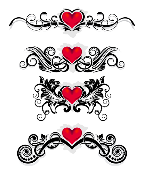 Red heart with floral ornaments vector 02 ornaments heart floral   