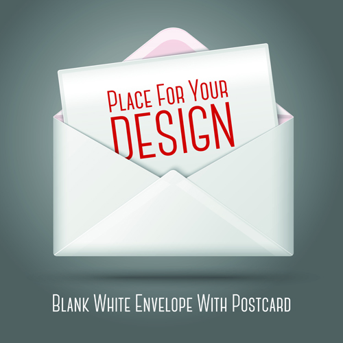 Blank white envelopes with postcard vector postcard envelopes envelope card vector card   