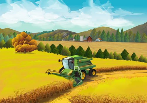 Beautiful rural landscapes vector material 04 rural landscapes   