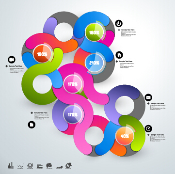 Round colored infographics and diagram vector template 01 template round infographics colored   