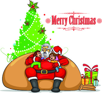 Santa with children vector illustration vector illustration santa children   
