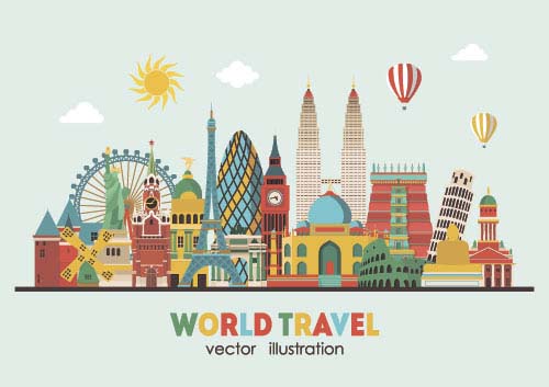 World travel design elements vector illustration 08 world travel illustration elements   