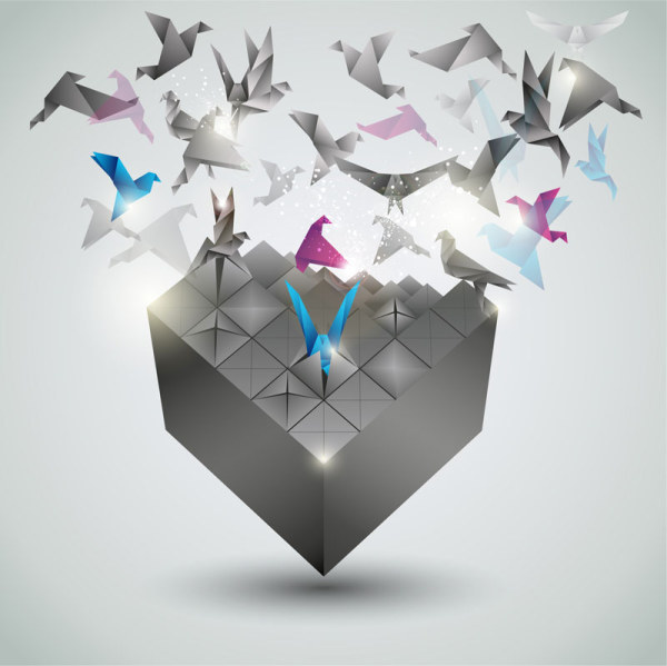 Paper Cranes fly vector backgrounds paper cranes paper fly   