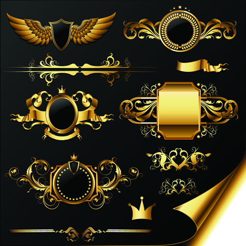 luxurious Golden Heraldic with ornaments Vector 01 ornaments ornament luxurious heraldic golden   