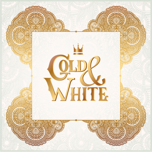Gold with white floral ornaments background vector illustration set 08 white ornaments gold floral background   