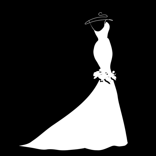 Beautiful wedding dress silhouette design vector 01 wedding silhouette dress beautiful   