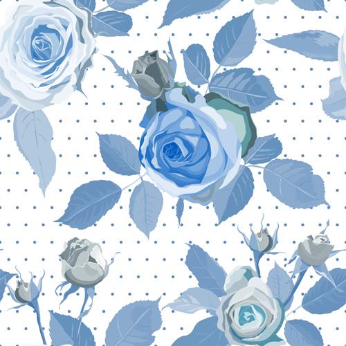 Vintage blue roses pattern seamless vector vintage seamless pattern floral blue   