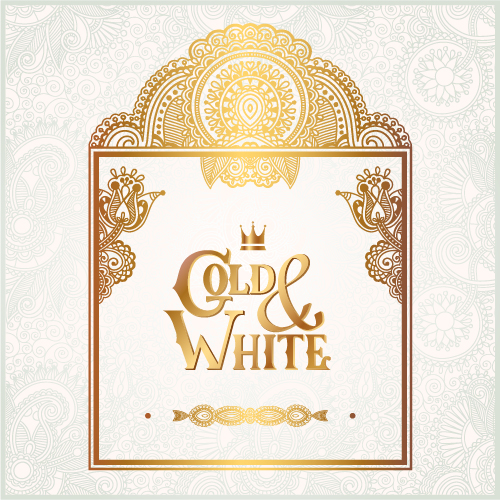 Gold with white floral ornaments background vector illustration set 03 ornaments gold floral background   