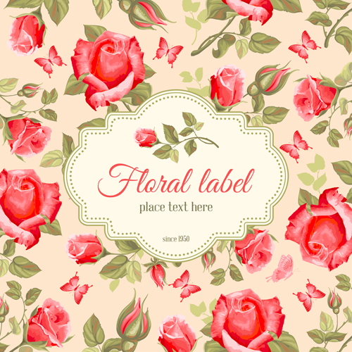 Retro flower with vintage background vector 06 vintage Retro font flower background   