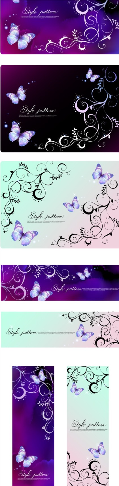 purple butterfly banners with background vector purple butterfly banner background   