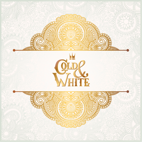 Gold with white floral ornaments background vector illustration set 10 width ornaments gold floral background   