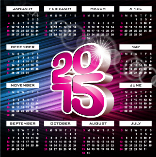 Grid calendar 2015 with abstract background vector 02 grid calendar 2015   