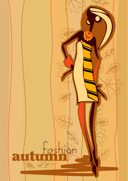 Hand drawn autumn Fashion girl design vector 02 hand-draw hand drawn fashion download autumn   