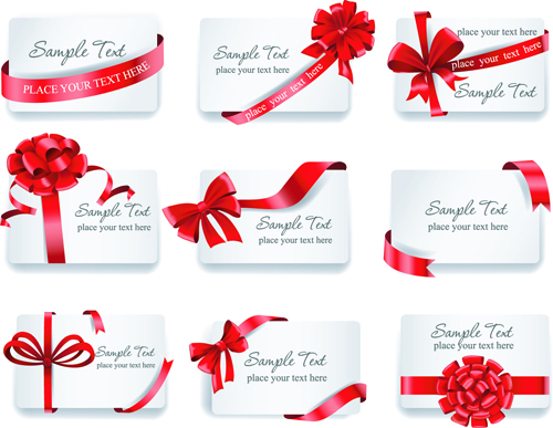 Exquisite ribbon bow gift cards vector set 06 ribbon gift card gift exquisite cards   