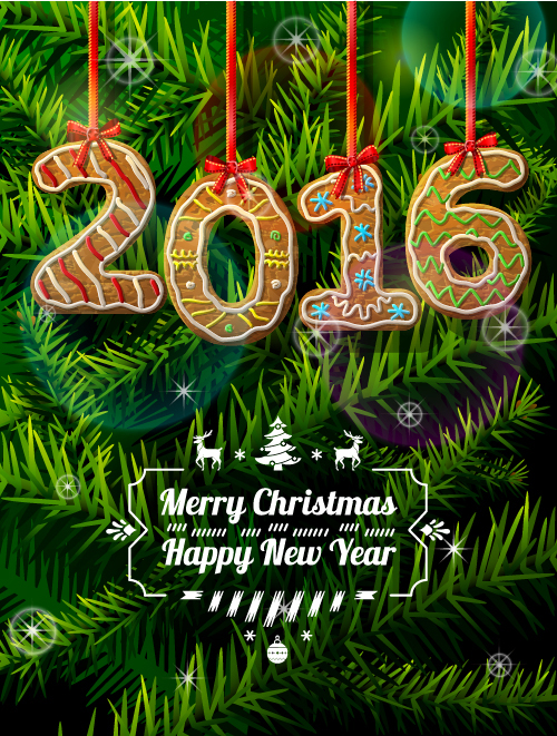 Creative 2016 christmas with new year vector design 03 new year christmas 2016   