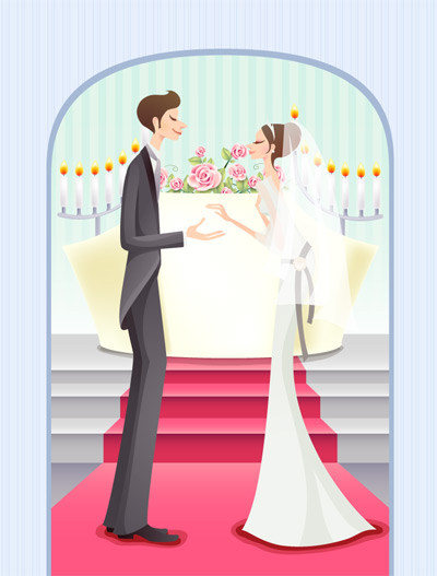 Sweet wedding set 74 vector sweet marriage vector South Korean material rose men and women marriage life couples carpet candles   