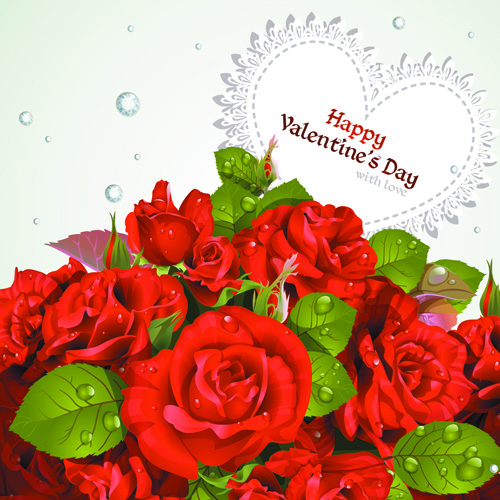 Roses with Valentine Day Cards vector graphics 04 Valentine day Valentine rose cards card   