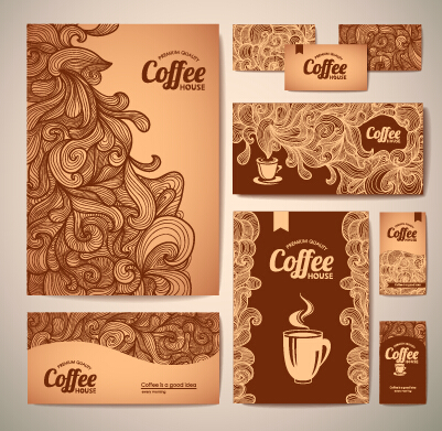 Delicate coffee cards design vector material 04 material delicate coffee cards card   
