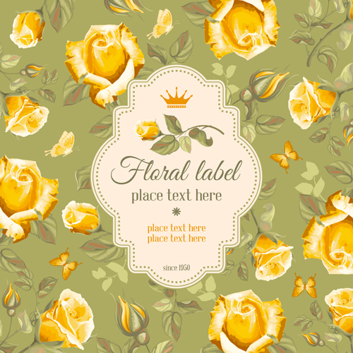 Retro flower with vintage background vector 02 vintage Retro font flower background   