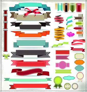 Different Ribbons elements vector set 01 ribbons ribbon labels label elements element   