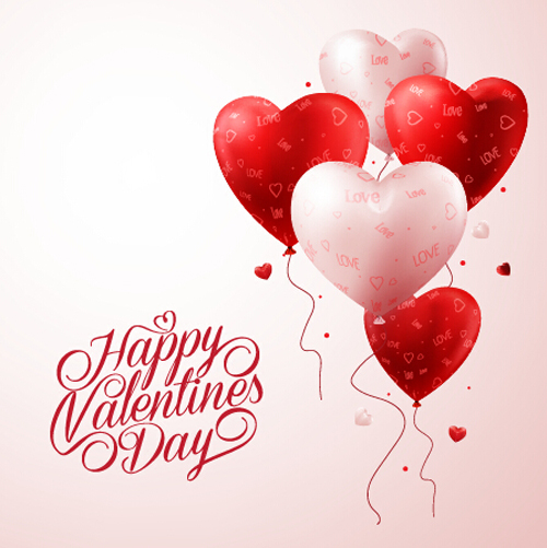 Happy Valentines day text with heart balloons vector 03 valentines text heart happy day balloons   