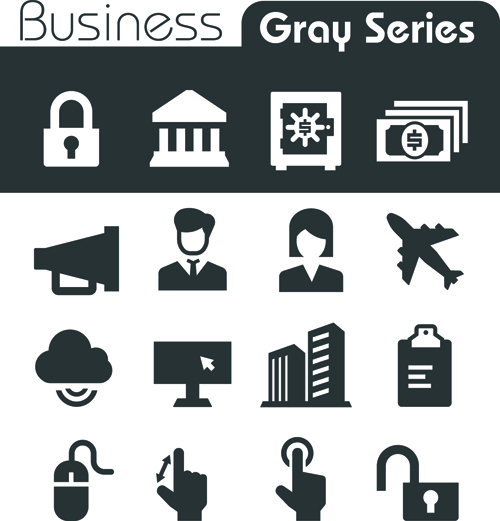 Gray series social icons vector set 04 social icons social series icon gray   