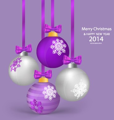 2014 Christmas balls with ribbon background vector 02 ribbon christmas background vector background   